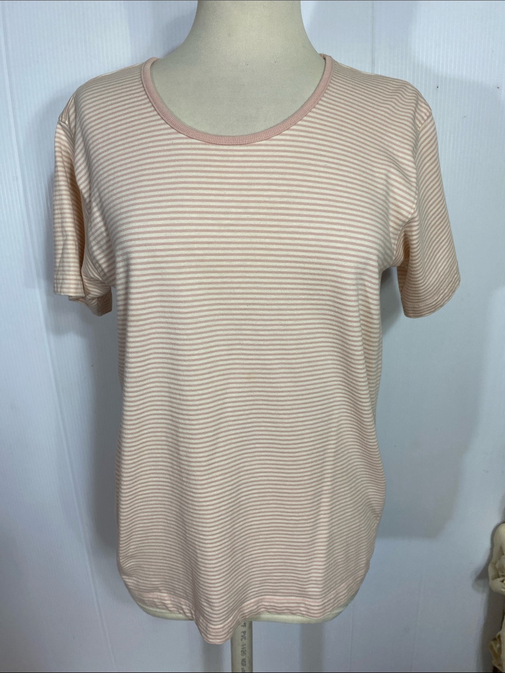Men's Crew Neck Short-Sleeve Stripe Tee - Pale Peach